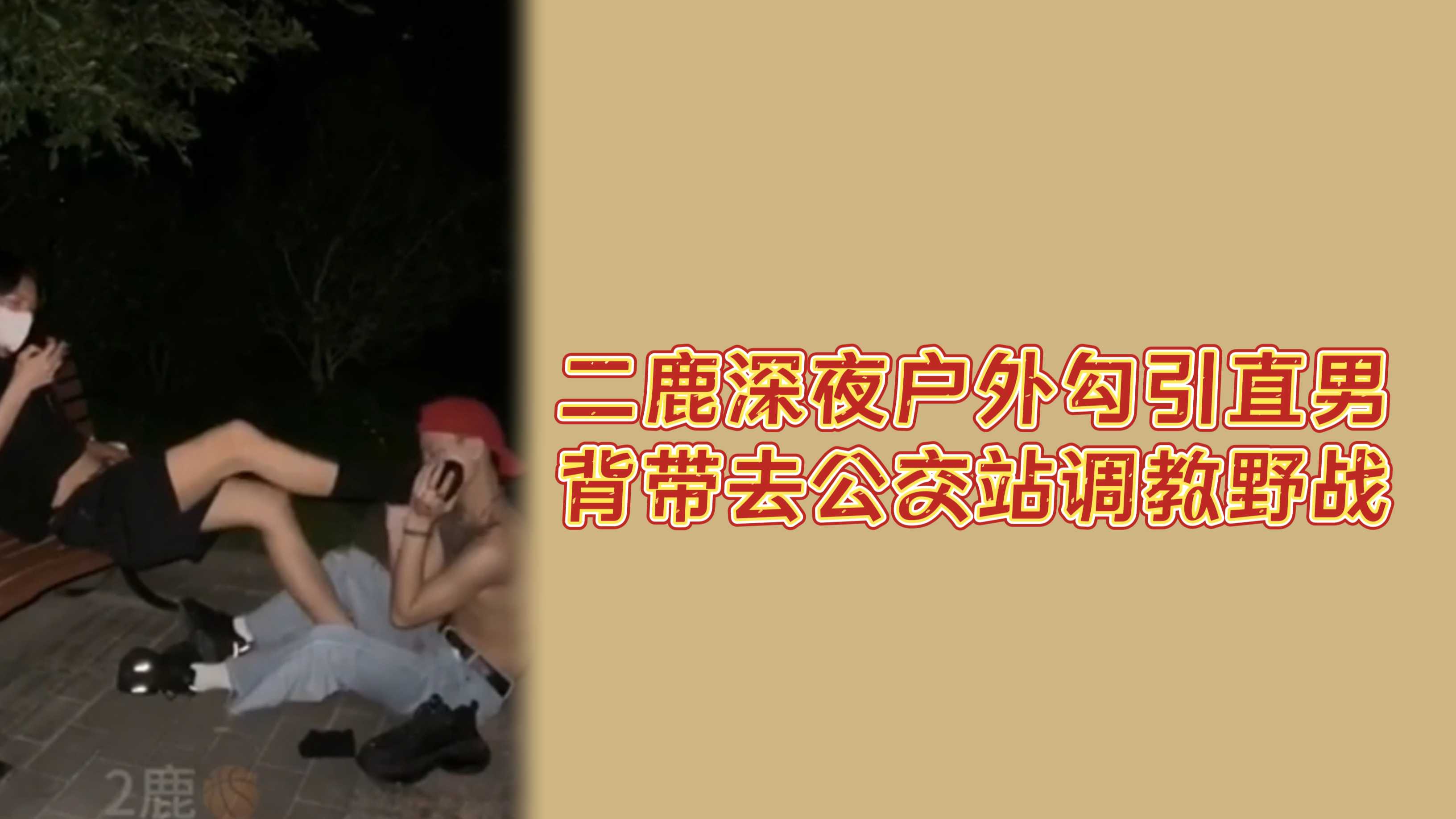 二鹿深夜戶外勾引直男被帶去公交站調教野戰